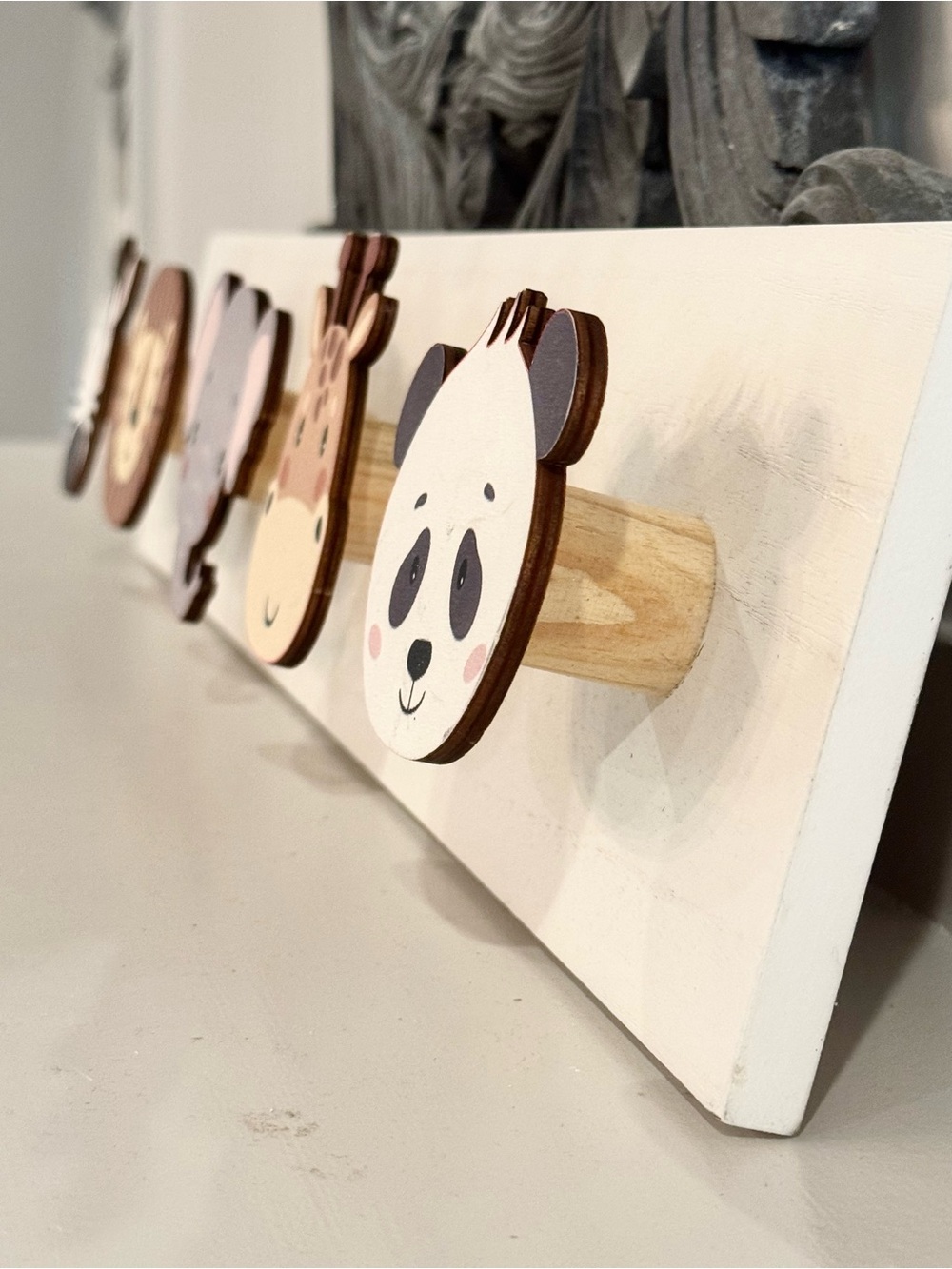 Kids Animal Wall Hooks - Zebra, Lion, Elephant, Giraffe Panda - Neutral Pastel